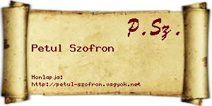 Petul Szofron névjegykártya